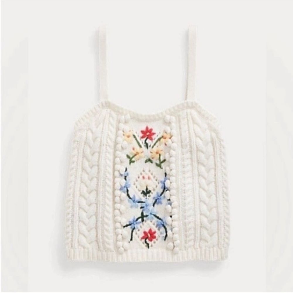 Embroidered Wool-Blend‎ Sweater Tank Top Polo Ralph Lauren NWT Size Medium